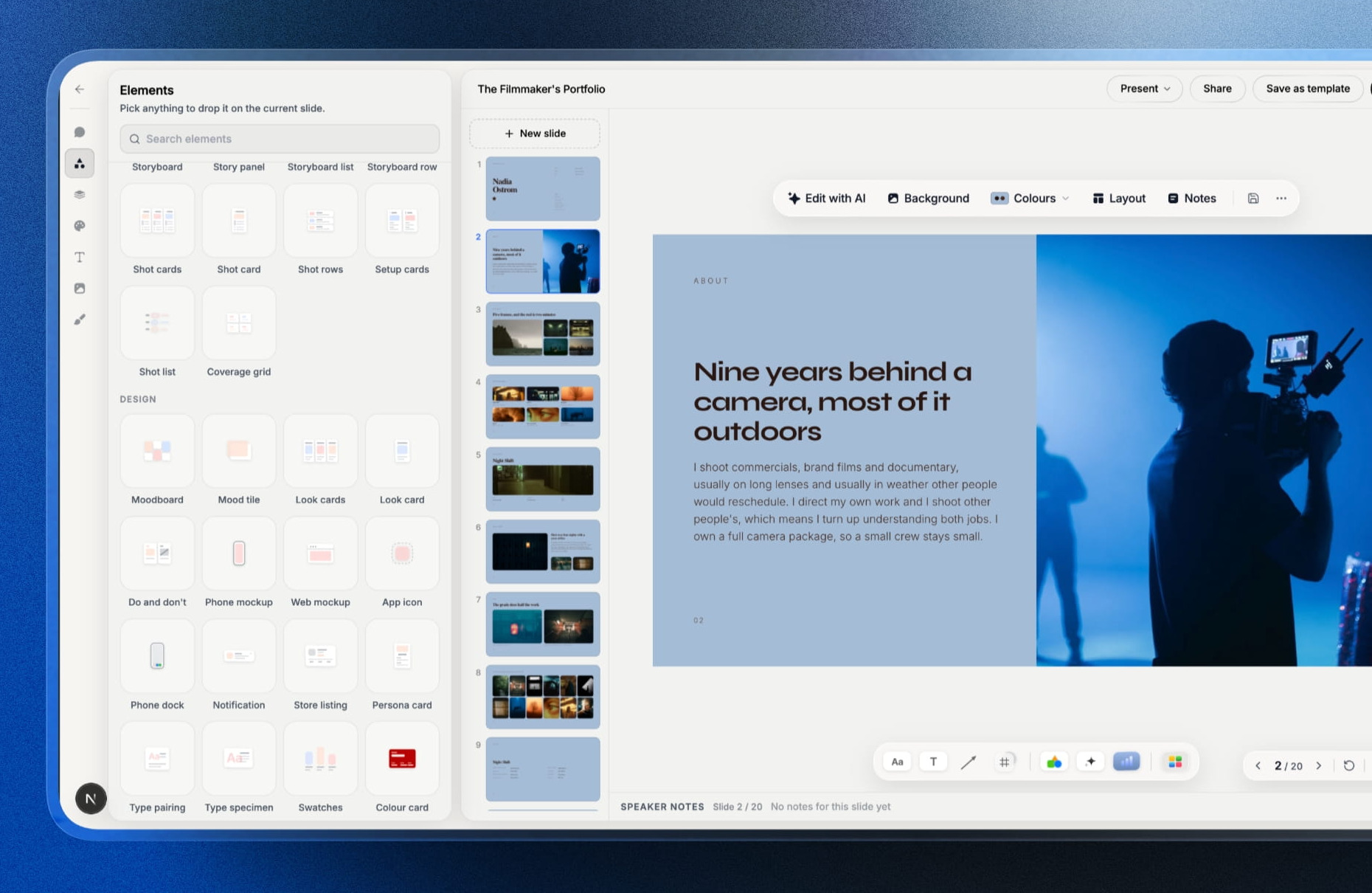 Editing a slide with AI in the Framekit Slides editor