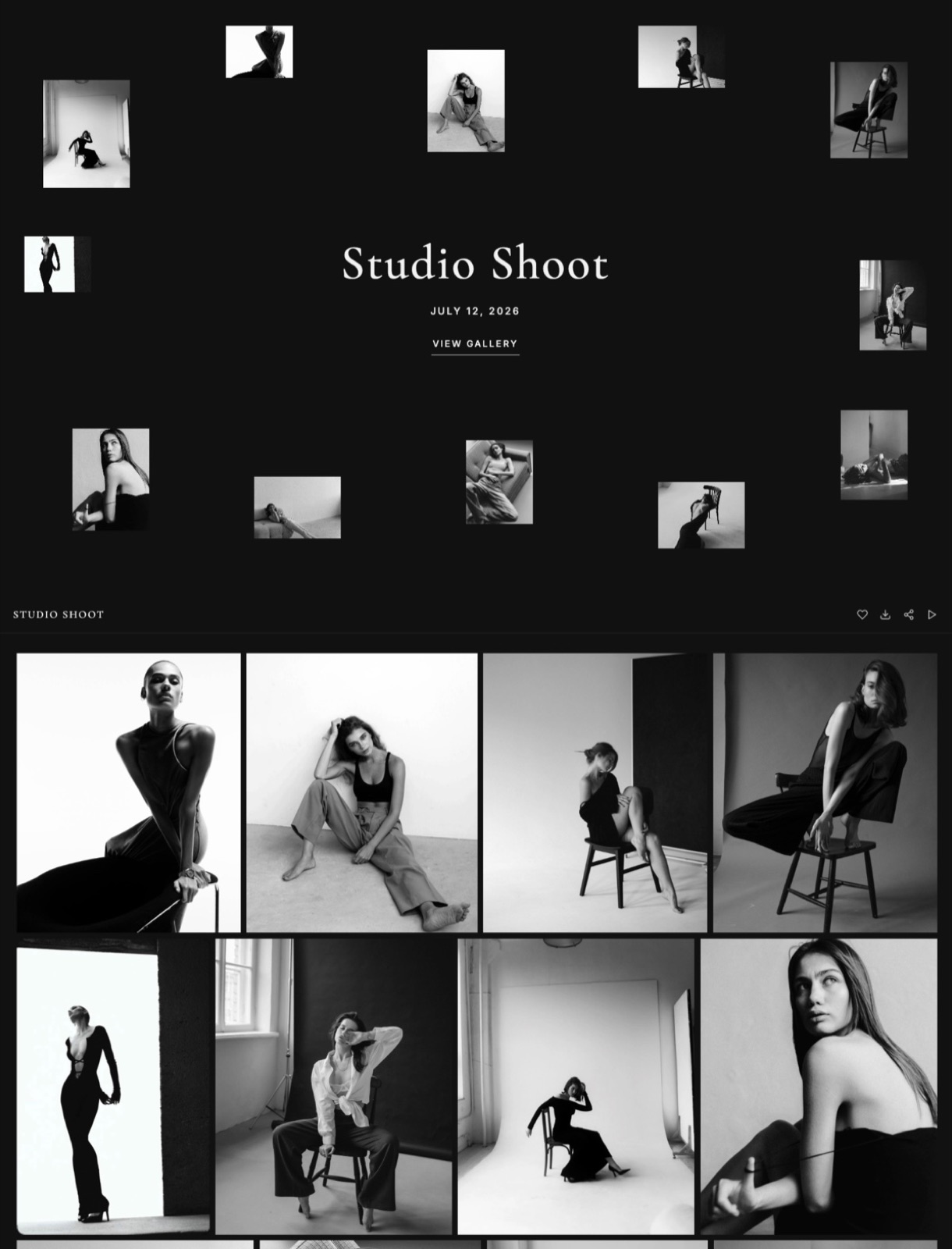 A studio shoot delivered to the client as a branded Framekit gallery