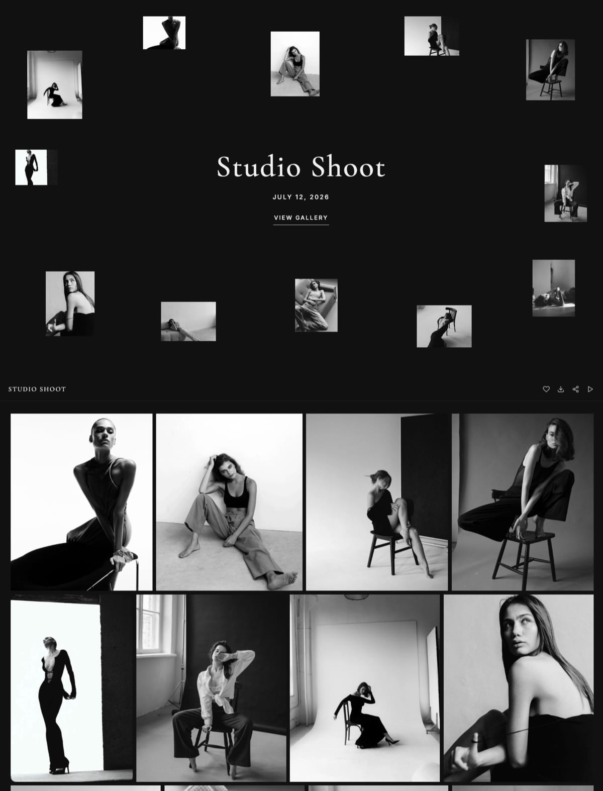 A Framekit client gallery with client favourites turned on
