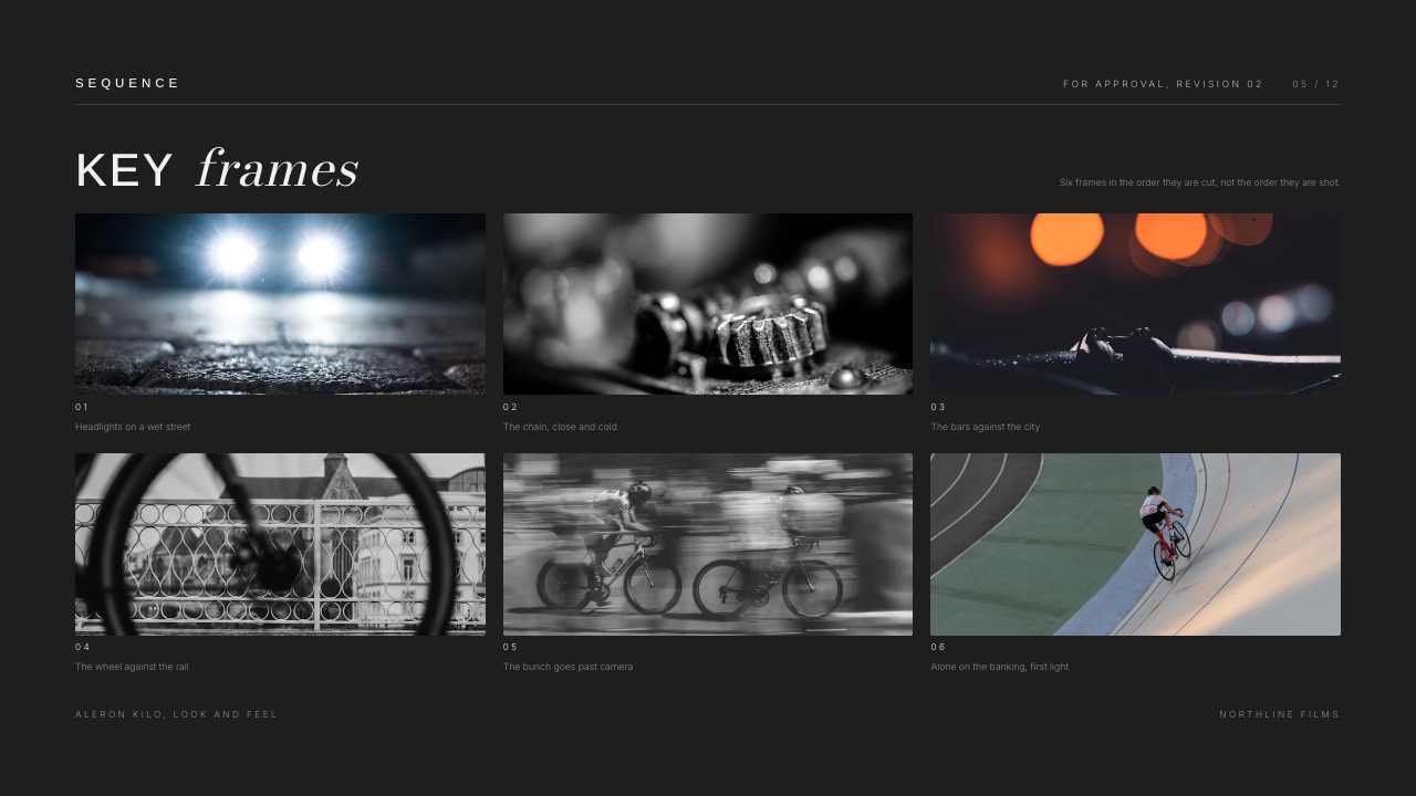 A Framekit Slides key-frames page used to show a client the selected frames before any edit begins.