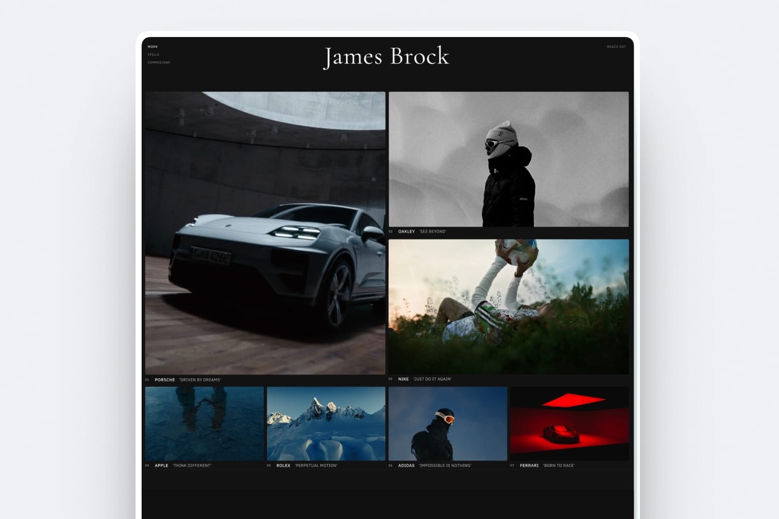 A portfolio site built in Framekit, shown on desktop and mobile