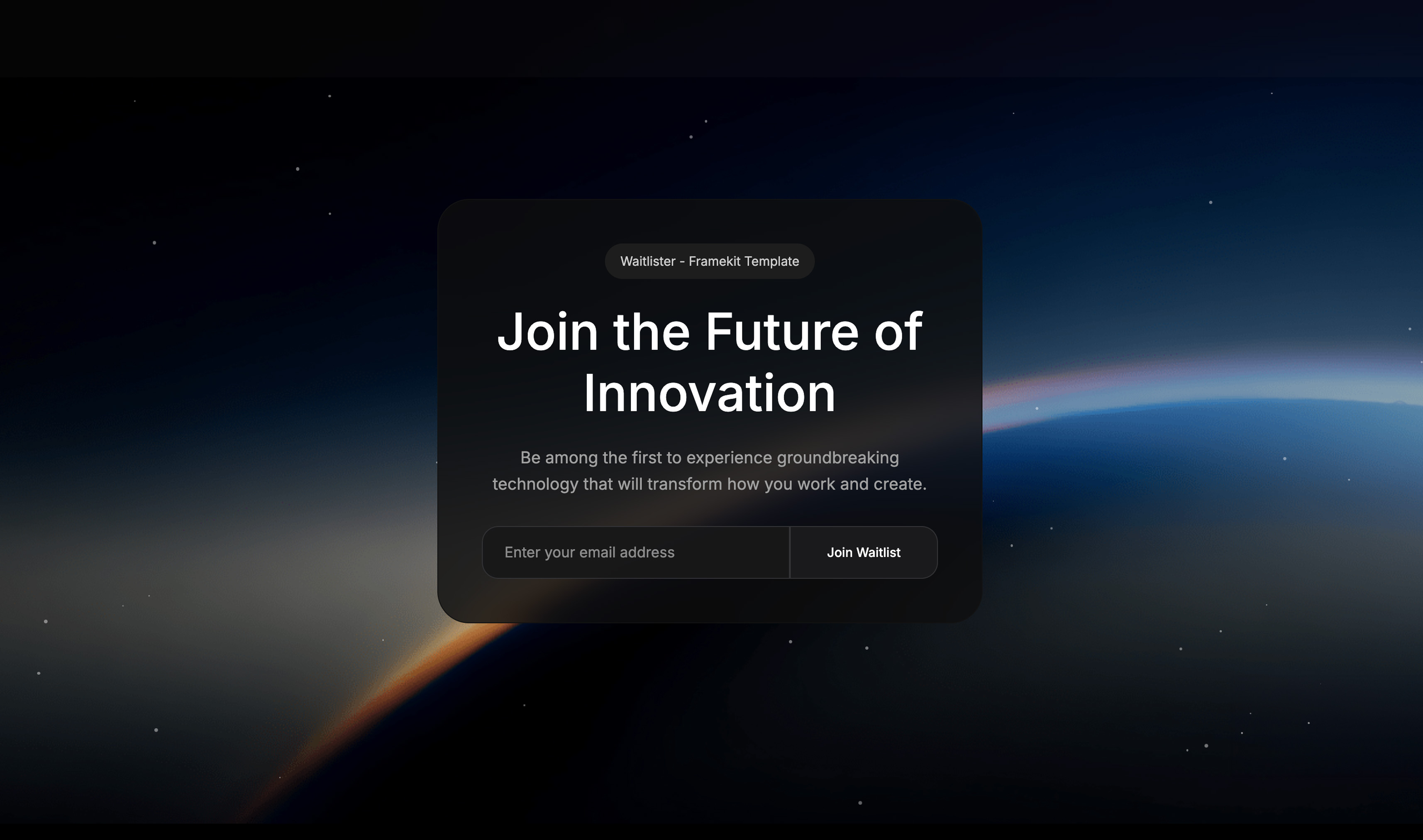 A clean newsletter and waitlist landing page built with Framekit for a creator audience